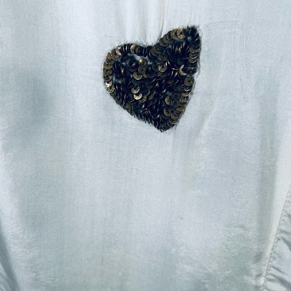 Magnolia Pearl Monique lined Silk Coat Applique Sequin Hearts. NWT O/S - Picture 7 of 12